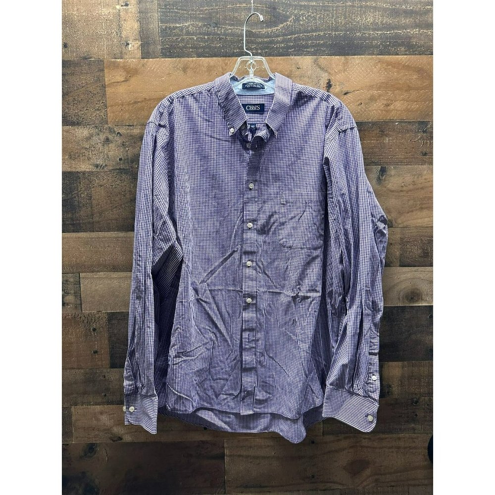 Chaps Wrinkle Free Men's Long Sleeve Button Up Size 17-17 1/2 (36/37)
